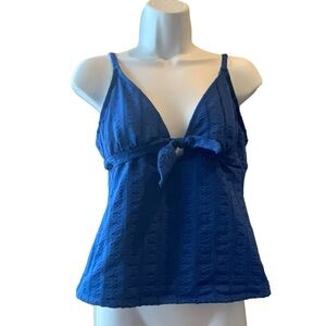 Reaction Kenneth Cole Top Blue With Spaghetti Straps V-Neck Tie Self Bra Medium